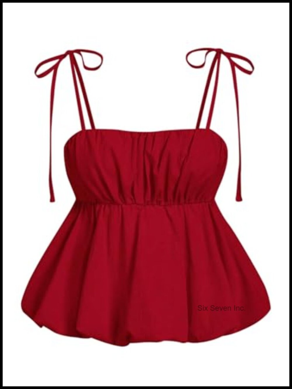 Women's Tie Shoulder Ruffle Peplum Camisole Babydoll Top